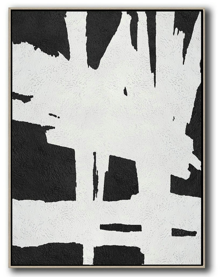 Black And White Minimal Painting On Canvas,Canvas Artwork For Living Room #U5Q2